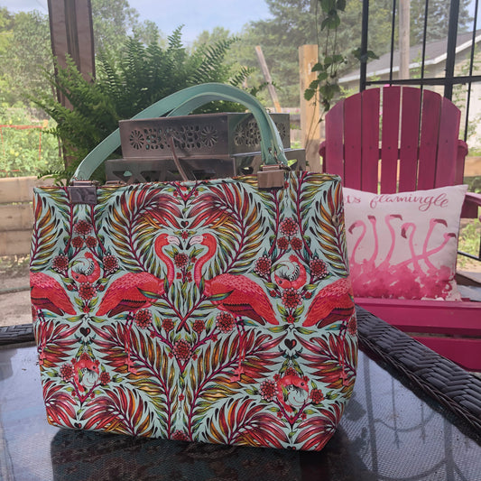 Tote - Flamingos on Green