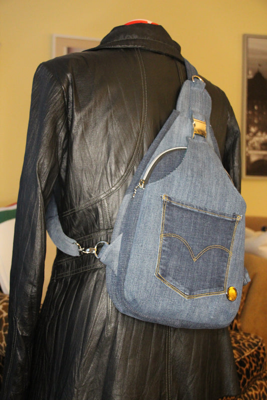 Crossbody Essential Bag - Denim Upcycle